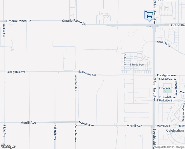 map of restaurants, bars, coffee shops, grocery stores, and more near 9100-9598 Eucalyptus Avenue in Ontario