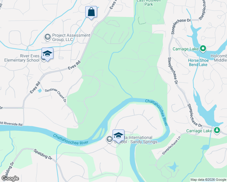 map of restaurants, bars, coffee shops, grocery stores, and more near 235 Bunratty Court in Roswell