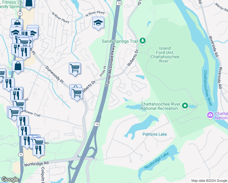 map of restaurants, bars, coffee shops, grocery stores, and more near 1009 Vicksburg Place in Atlanta