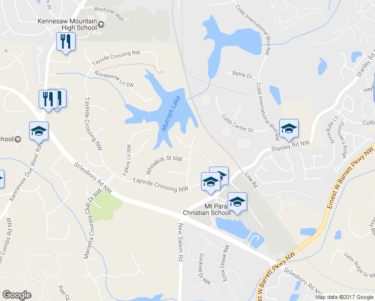 map of restaurants, bars, coffee shops, grocery stores, and more near 2025 Point Grey Ct NW in Kennesaw