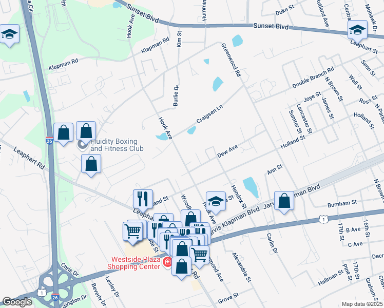 map of restaurants, bars, coffee shops, grocery stores, and more near 424 Hook Avenue in West Columbia