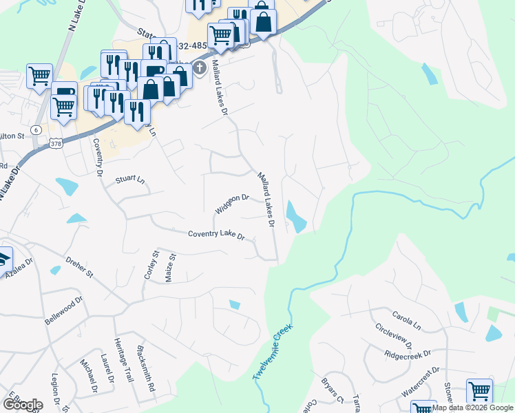 map of restaurants, bars, coffee shops, grocery stores, and more near 116 Brook Trout Court in Lexington