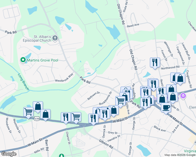 map of restaurants, bars, coffee shops, grocery stores, and more near 225 Rama Lane in Lexington