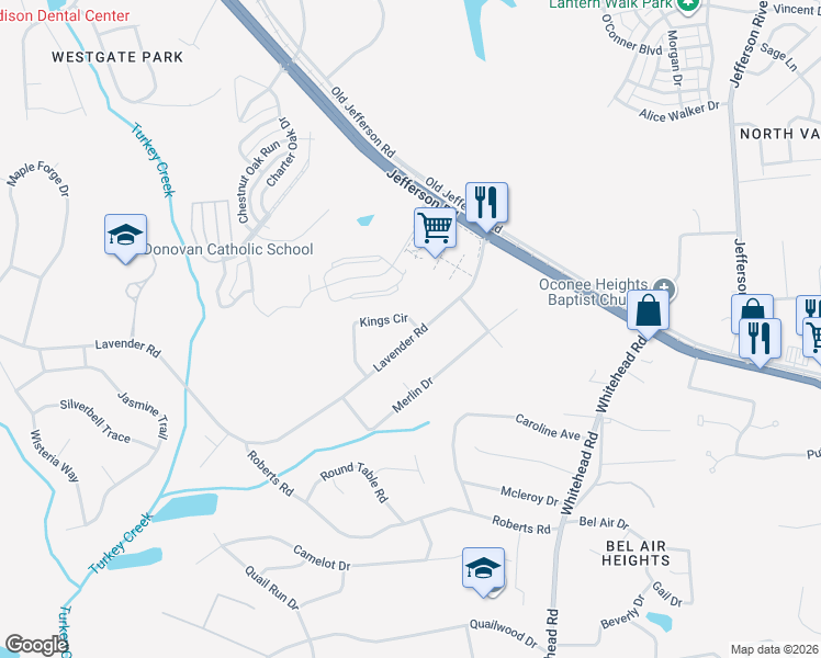 map of restaurants, bars, coffee shops, grocery stores, and more near 200 Lavender Road in Athens