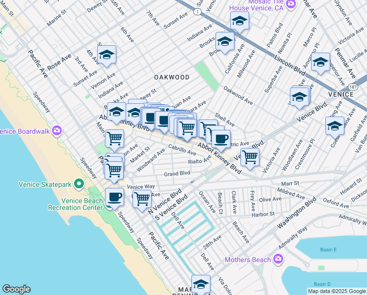 map of restaurants, bars, coffee shops, grocery stores, and more near 509 Altair Place in Los Angeles