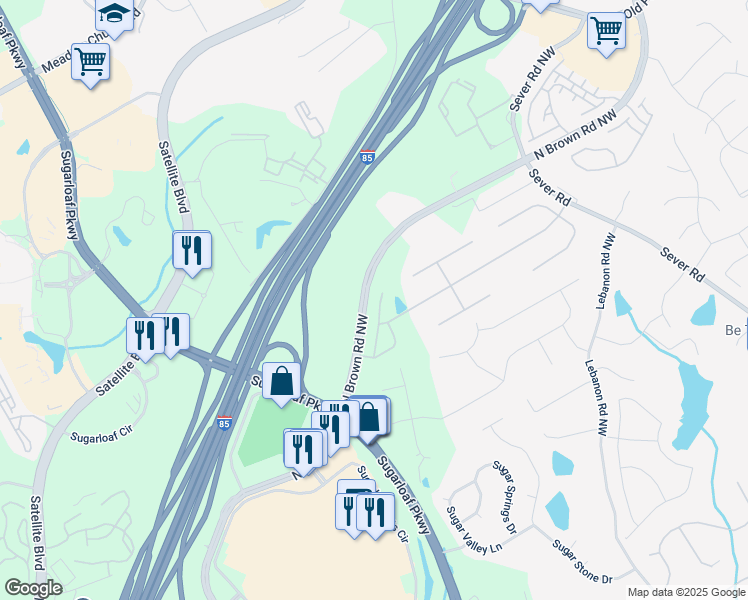 map of restaurants, bars, coffee shops, grocery stores, and more near 2262 Haventree Court in Lawrenceville