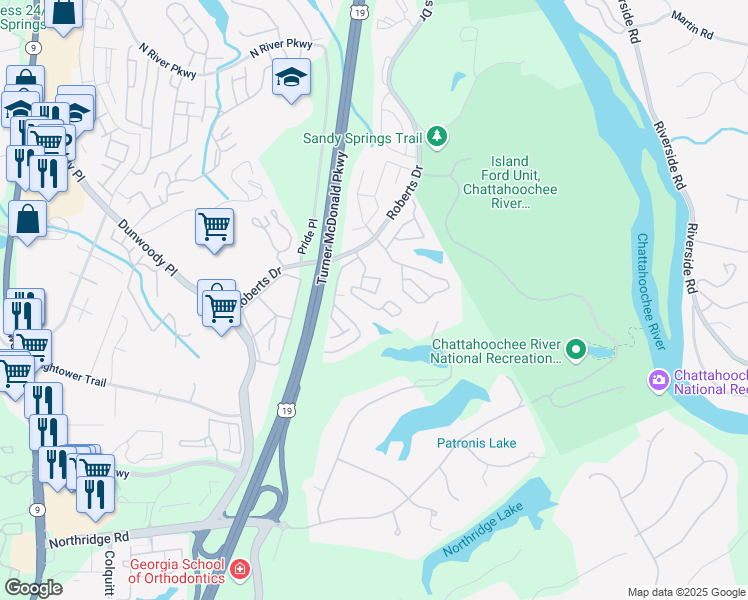 map of restaurants, bars, coffee shops, grocery stores, and more near 1205 Gettysburg Place in Atlanta