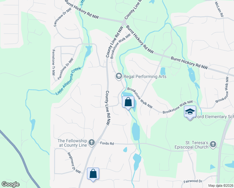 map of restaurants, bars, coffee shops, grocery stores, and more near 6138 Kenbrook Drive Northwest in Acworth