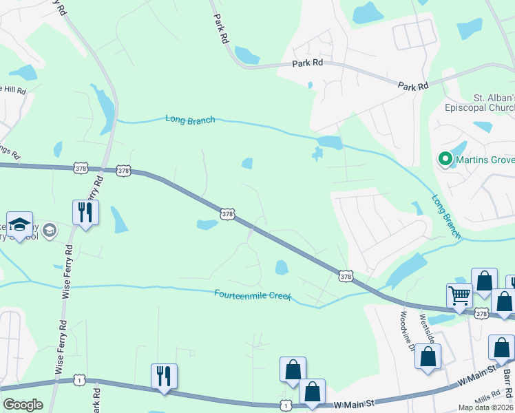 map of restaurants, bars, coffee shops, grocery stores, and more near 404 U.S. 378 in Lexington