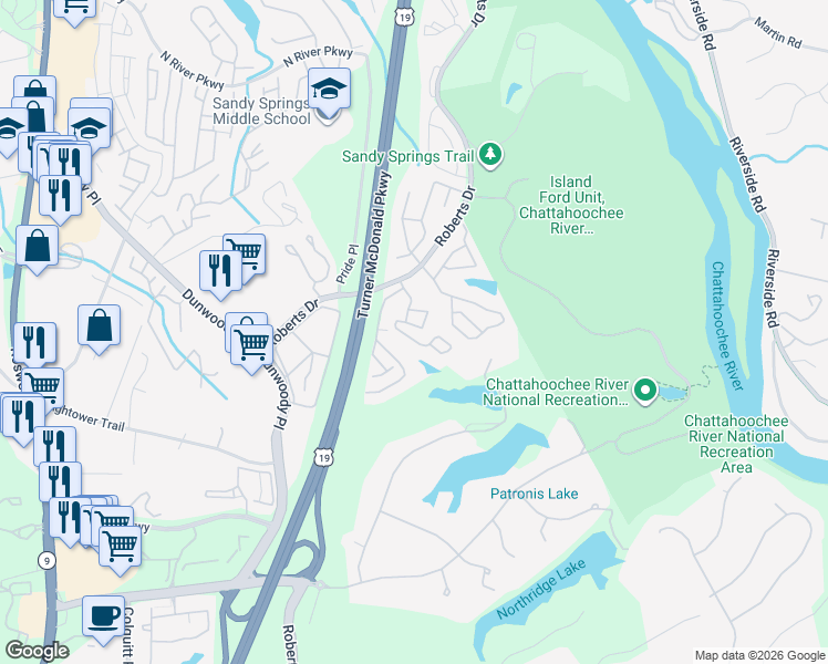 map of restaurants, bars, coffee shops, grocery stores, and more near 1009 Gettysburg Place in Atlanta