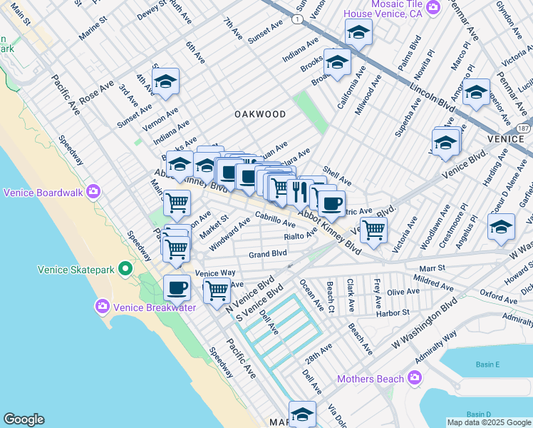 map of restaurants, bars, coffee shops, grocery stores, and more near 509 Altair Place in Los Angeles