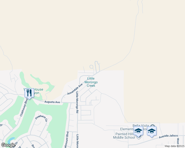 map of restaurants, bars, coffee shops, grocery stores, and more near 65140 Blue Sky Circle in Desert Hot Springs