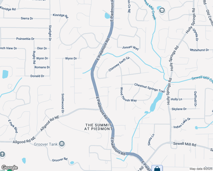map of restaurants, bars, coffee shops, grocery stores, and more near 1590 Greyson Ridge Northeast in Marietta