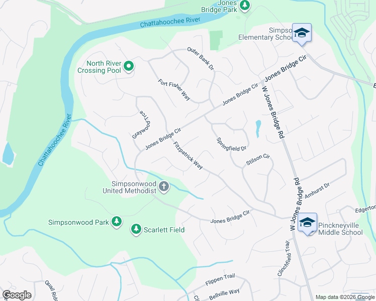 map of restaurants, bars, coffee shops, grocery stores, and more near 4443 Fitzpatrick Way in Norcross