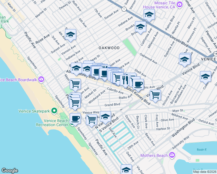 map of restaurants, bars, coffee shops, grocery stores, and more near 509 Altair Place in Los Angeles