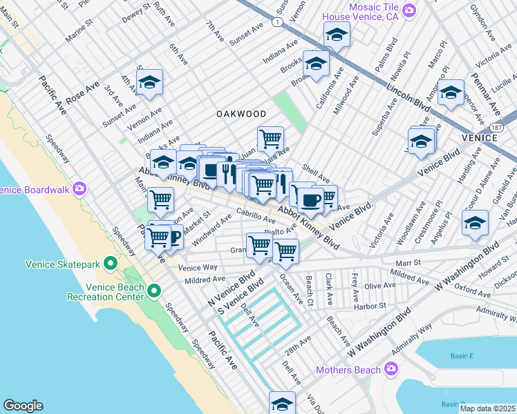 map of restaurants, bars, coffee shops, grocery stores, and more near 509 Altair Place in Los Angeles