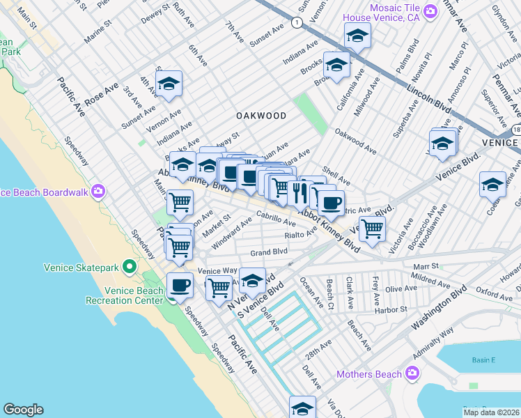 map of restaurants, bars, coffee shops, grocery stores, and more near 509 Altair Place in Los Angeles