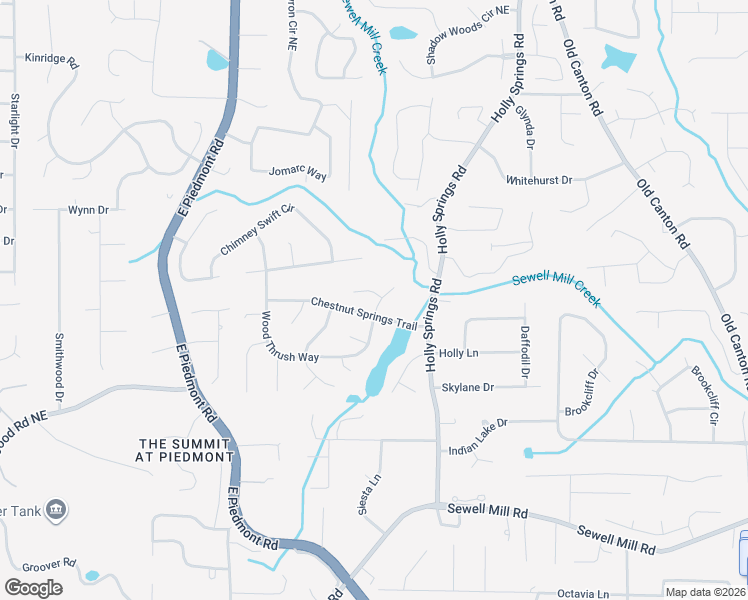 map of restaurants, bars, coffee shops, grocery stores, and more near 1645 Wood Thrush Way in Marietta