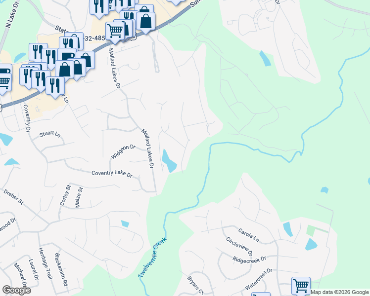 map of restaurants, bars, coffee shops, grocery stores, and more near 100 Sunningdale Drive in Lexington
