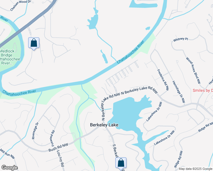 map of restaurants, bars, coffee shops, grocery stores, and more near 3936 North Berkeley Lake Road Northwest in Berkeley Lake