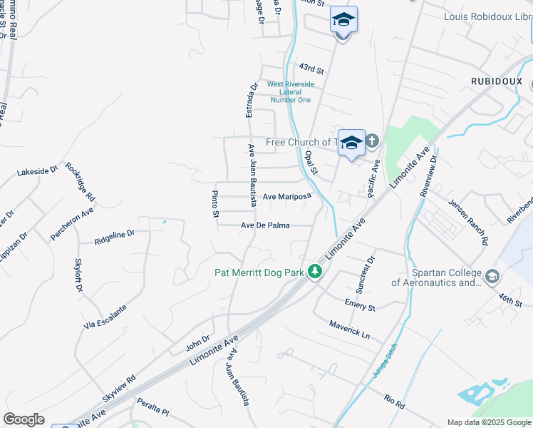map of restaurants, bars, coffee shops, grocery stores, and more near 5351 Viscaya Court in Riverside
