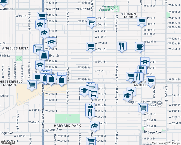 map of restaurants, bars, coffee shops, grocery stores, and more near in Los Angeles