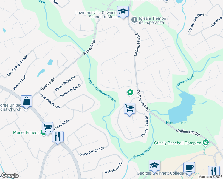 map of restaurants, bars, coffee shops, grocery stores, and more near 300 Radner Run in Lawrenceville