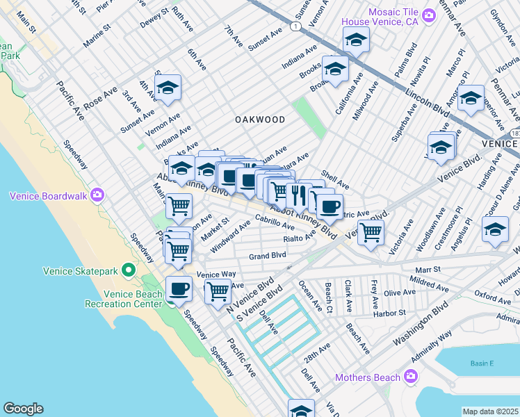 map of restaurants, bars, coffee shops, grocery stores, and more near 509 Altair Place in Los Angeles