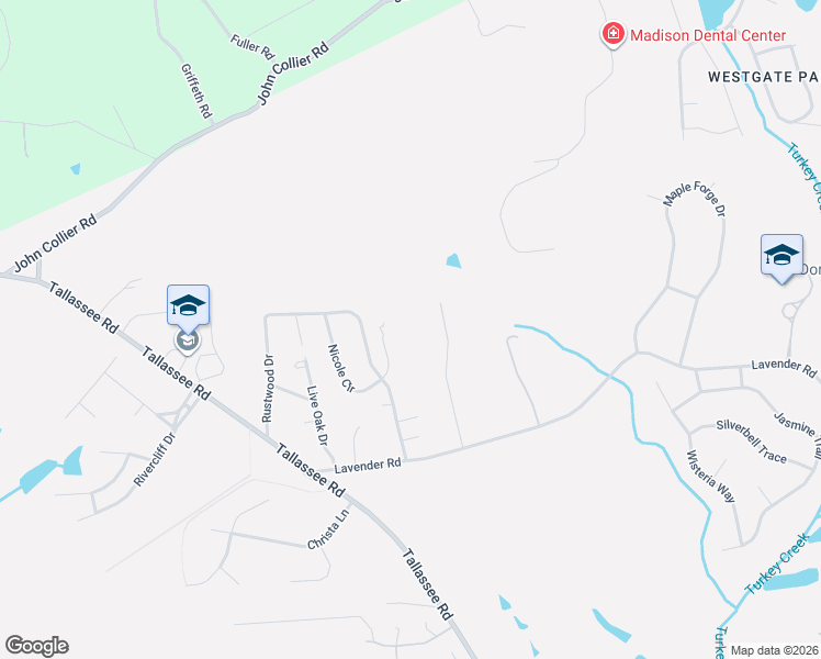 map of restaurants, bars, coffee shops, grocery stores, and more near 251 Lavender Lakes Drive in Athens