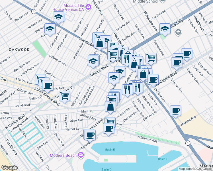map of restaurants, bars, coffee shops, grocery stores, and more near 813 Angelus Place in Los Angeles