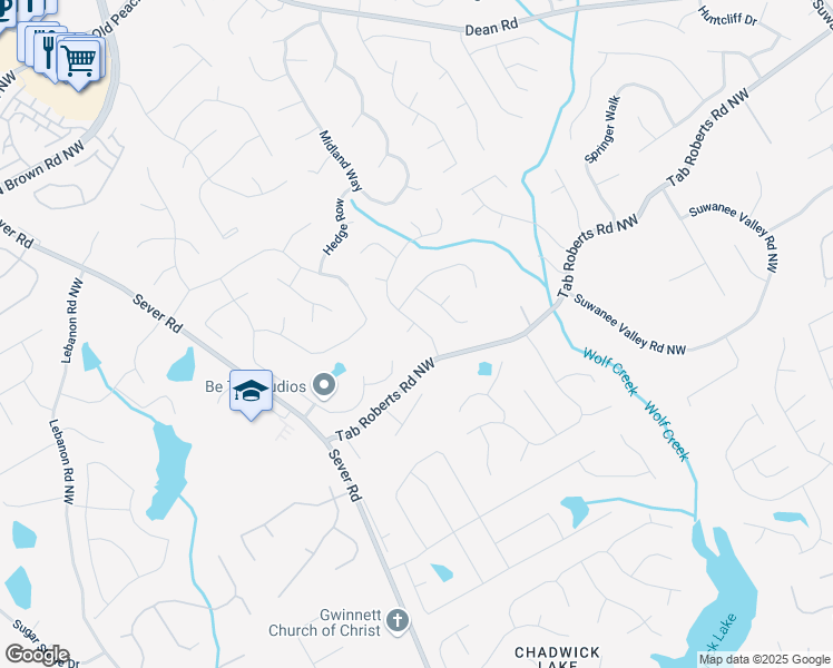 map of restaurants, bars, coffee shops, grocery stores, and more near 1990 Blackhawk Trail in Lawrenceville