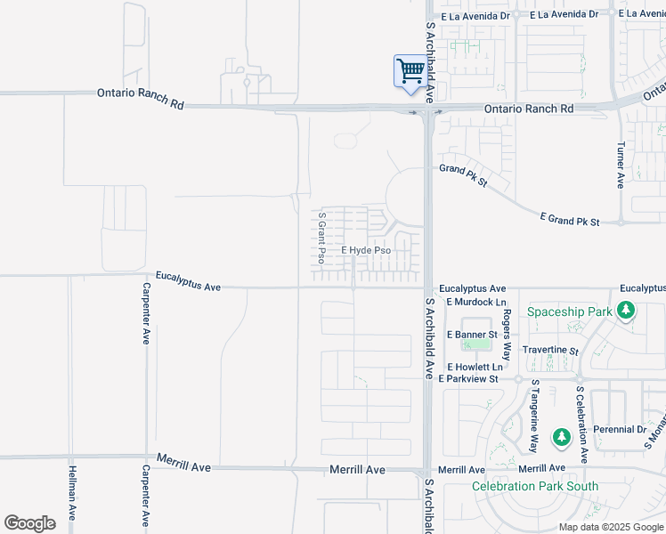 map of restaurants, bars, coffee shops, grocery stores, and more near 2443 East Encanto Paseo in Ontario