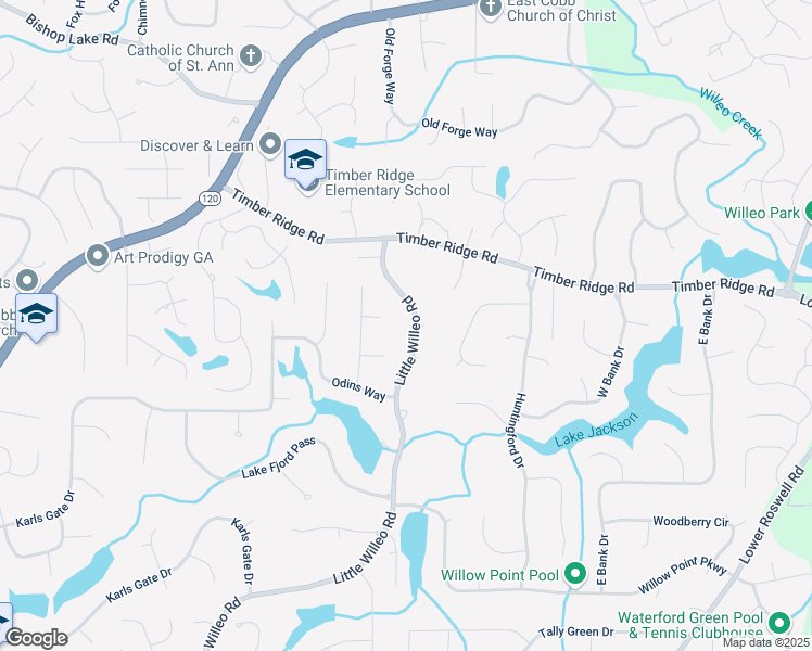 map of restaurants, bars, coffee shops, grocery stores, and more near 1735 Little Willeo Road in Marietta