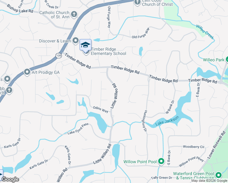map of restaurants, bars, coffee shops, grocery stores, and more near 1775 Little Willeo Road in Marietta