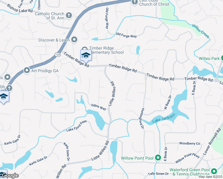 map of restaurants, bars, coffee shops, grocery stores, and more near 1735 Little Willeo Road in Marietta