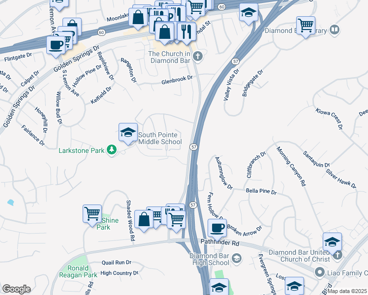 map of restaurants, bars, coffee shops, grocery stores, and more near 1578 Ruby Court in Diamond Bar