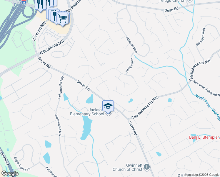 map of restaurants, bars, coffee shops, grocery stores, and more near in Gwinnett County