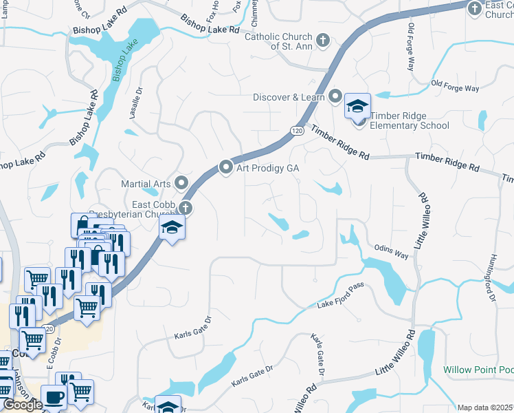 map of restaurants, bars, coffee shops, grocery stores, and more near 4794 Dalhousie Place Northeast in Marietta