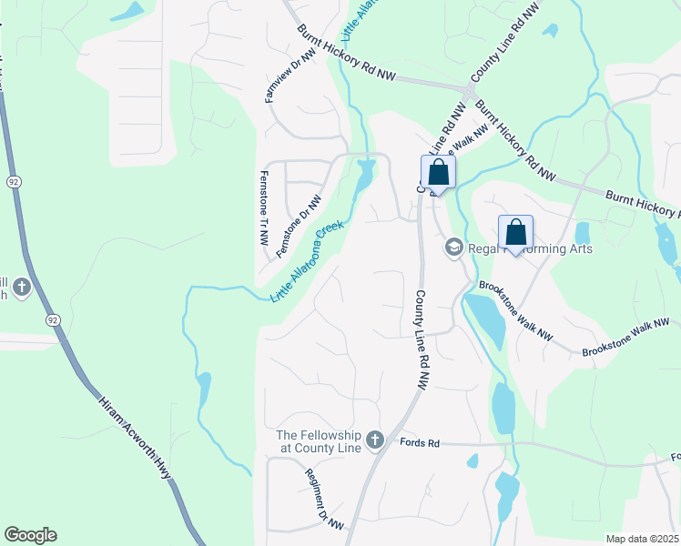 map of restaurants, bars, coffee shops, grocery stores, and more near 1422 Benbrook Ridge in Acworth