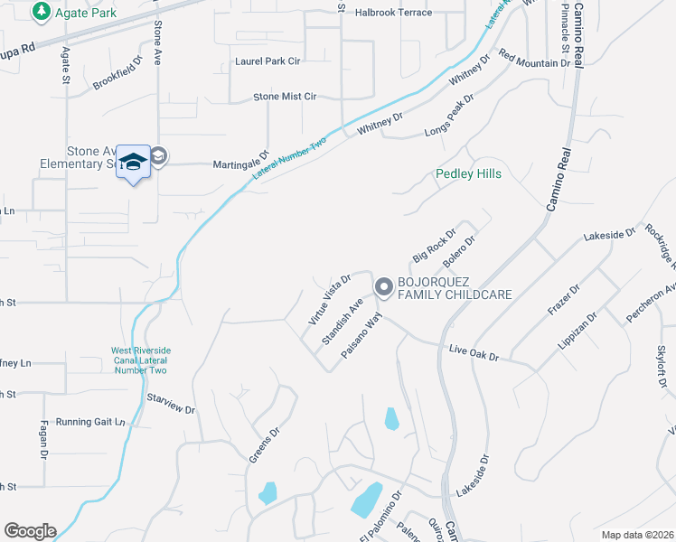 map of restaurants, bars, coffee shops, grocery stores, and more near 7821 Virtue Vista Drive in Riverside