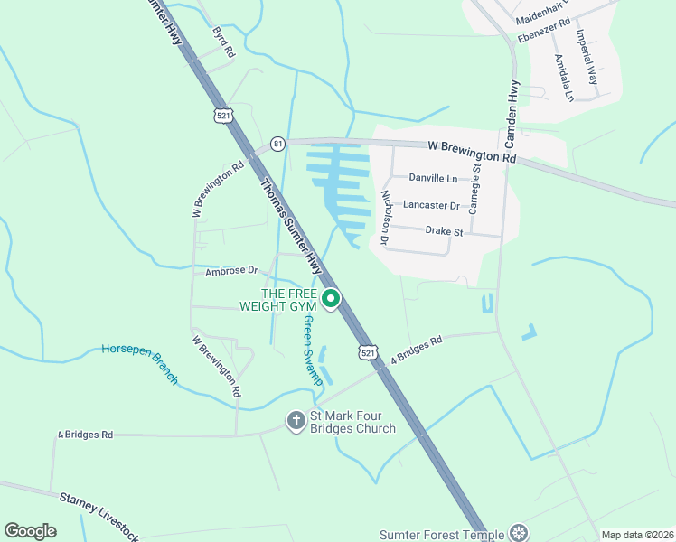 map of restaurants, bars, coffee shops, grocery stores, and more near 2715 Thomas Sumter Hwy in Sumter