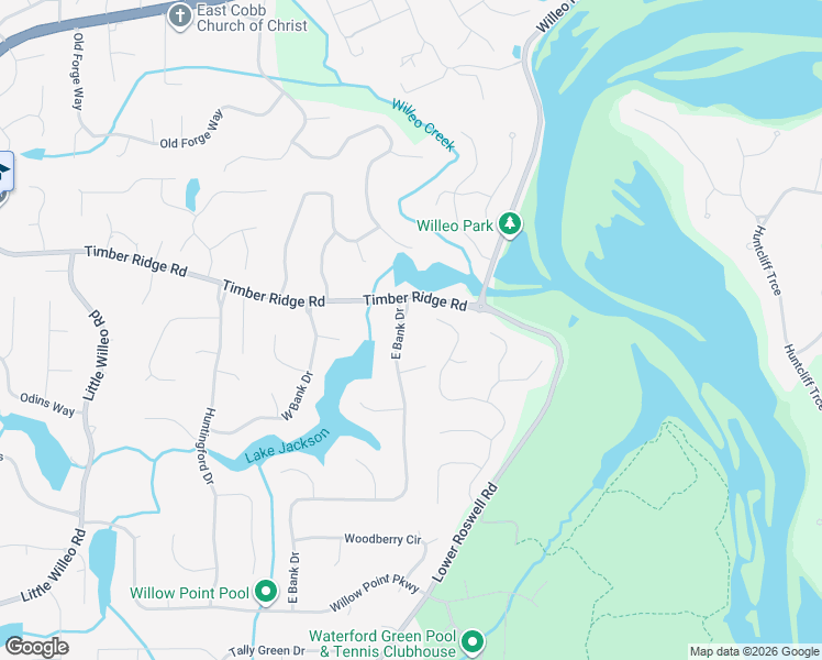map of restaurants, bars, coffee shops, grocery stores, and more near 1731 East Bank Drive in Marietta