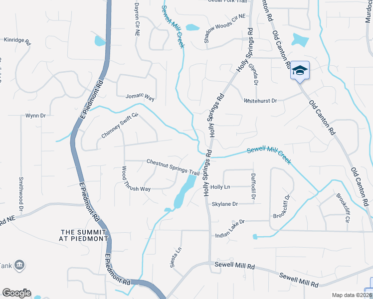 map of restaurants, bars, coffee shops, grocery stores, and more near 2288 Pine Warbler Way in Marietta