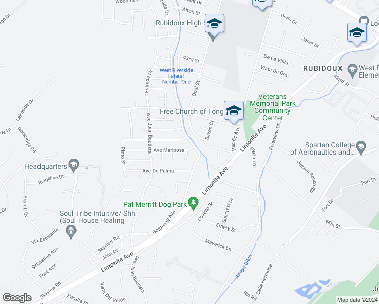 map of restaurants, bars, coffee shops, grocery stores, and more near 5210 Cadiz Court in Riverside