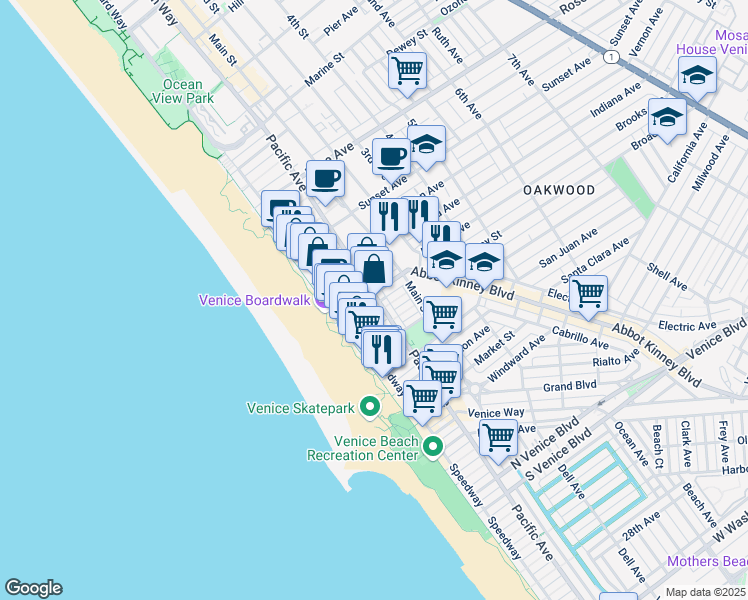 map of restaurants, bars, coffee shops, grocery stores, and more near 39 Brooks Avenue in Los Angeles