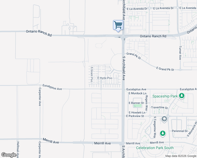 map of restaurants, bars, coffee shops, grocery stores, and more near 4446 South Bryant Paseo in Ontario