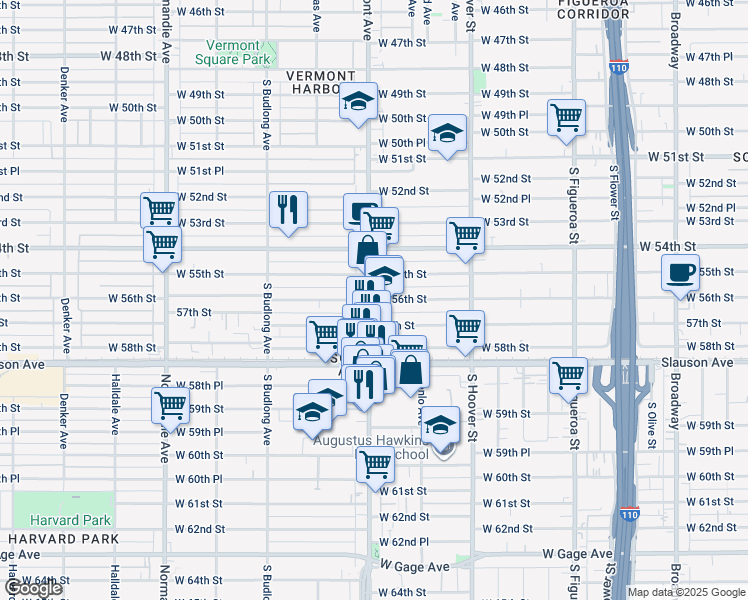 map of restaurants, bars, coffee shops, grocery stores, and more near in Los Angeles