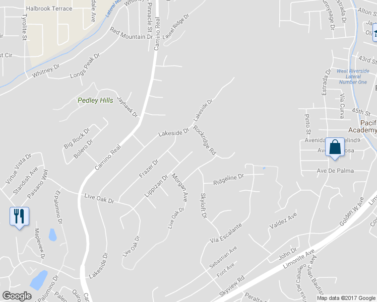 map of restaurants, bars, coffee shops, grocery stores, and more near 7347 Lippizan Drive in Riverside