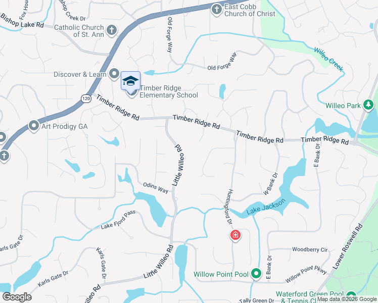 map of restaurants, bars, coffee shops, grocery stores, and more near 1750 Little Willeo Road in Marietta