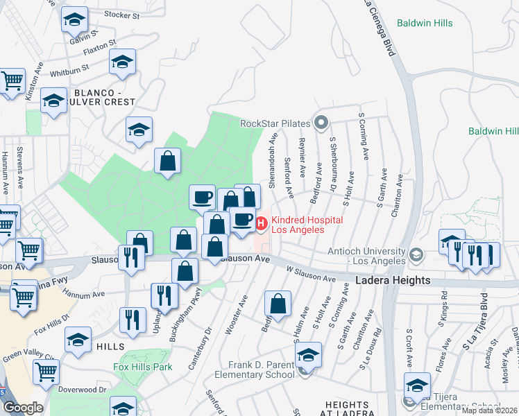 map of restaurants, bars, coffee shops, grocery stores, and more near 5469 Marjan Avenue in Los Angeles